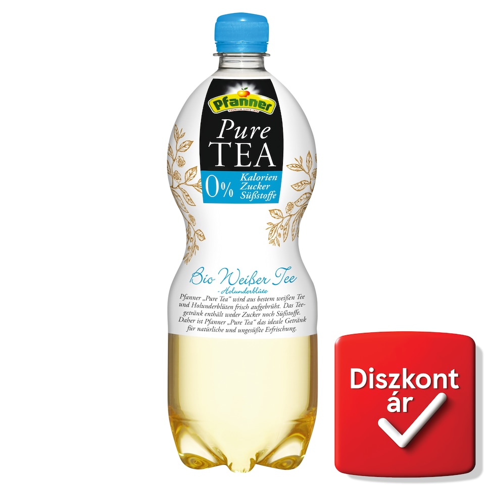 Pfanner Pure Tea bio tea üdítő-ital, citrom- és bodzavirág ízesítéssel 1 l