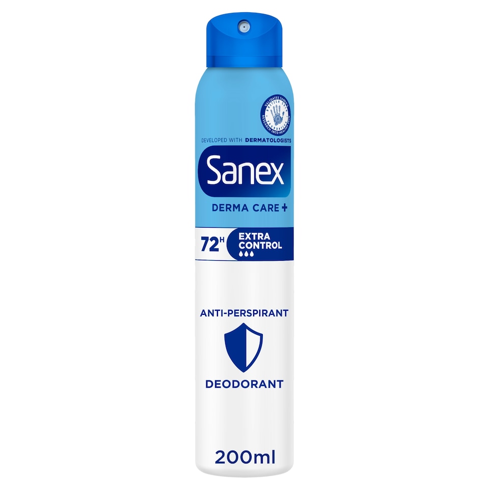 image 1 of Sanex Derma Care+ Extra Control 72h Antiperspirant Spray Deodorant 200ml