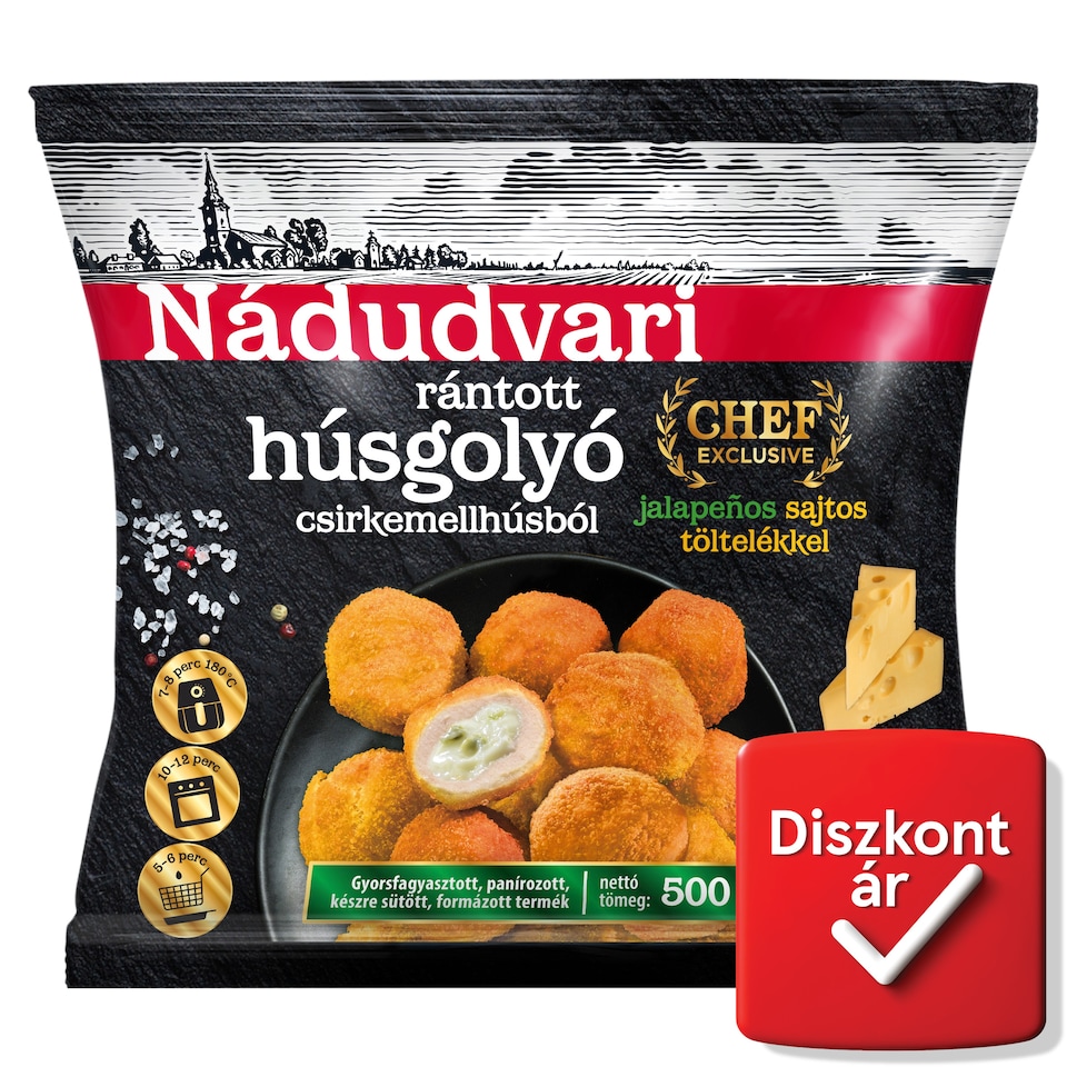 Nádudvari rántott húsgolyó csirkemellhúsból jalapenos sajtos töltelékkel 500 g