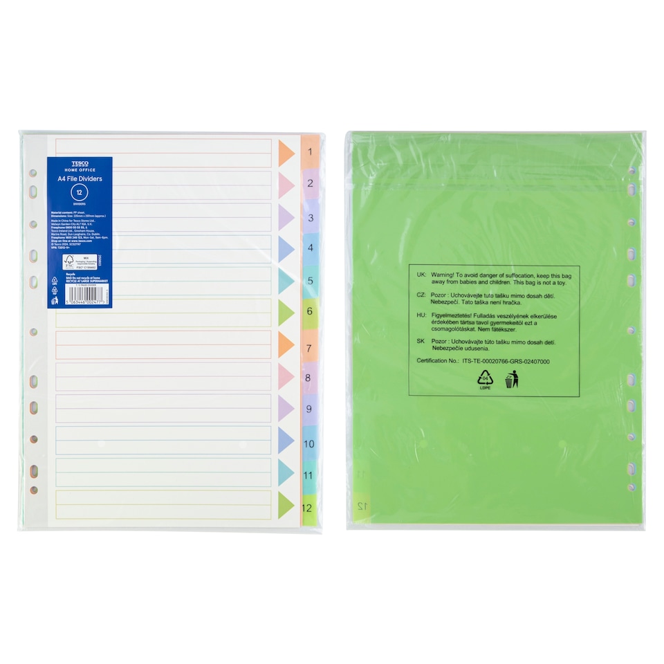 Tesco 12 pages divider