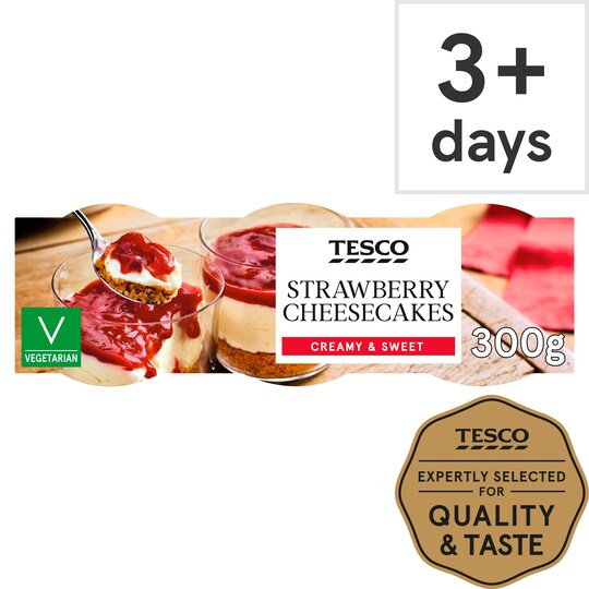 Tesco Strawberry Cheesecake 3 X 100G Tesco Groceries