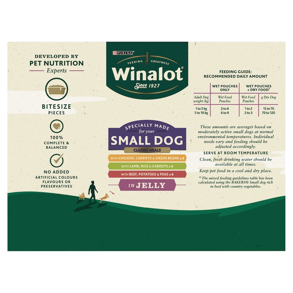 image 1 of Winalot Small Dog Classic Meals Dog Food Pouches In Jelly 12X100g