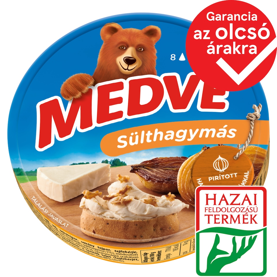 Medves Semi-Fat Processed Cheese Spread with Fried Onion 8 x 17,5 g (140 g)