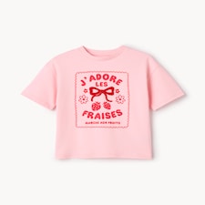 F&F Girls Pure Cotton Strawberry Print T-Shirt in Pink