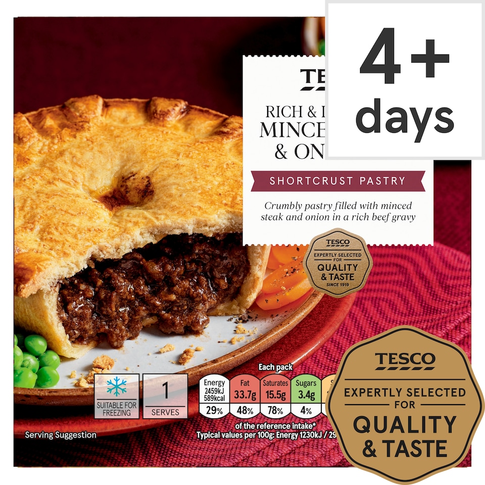 Tesco Minced Steak & Onion Shortcrust Pie 200G