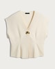 image 4 of F&F V Neck Metal Accent Top in Cream