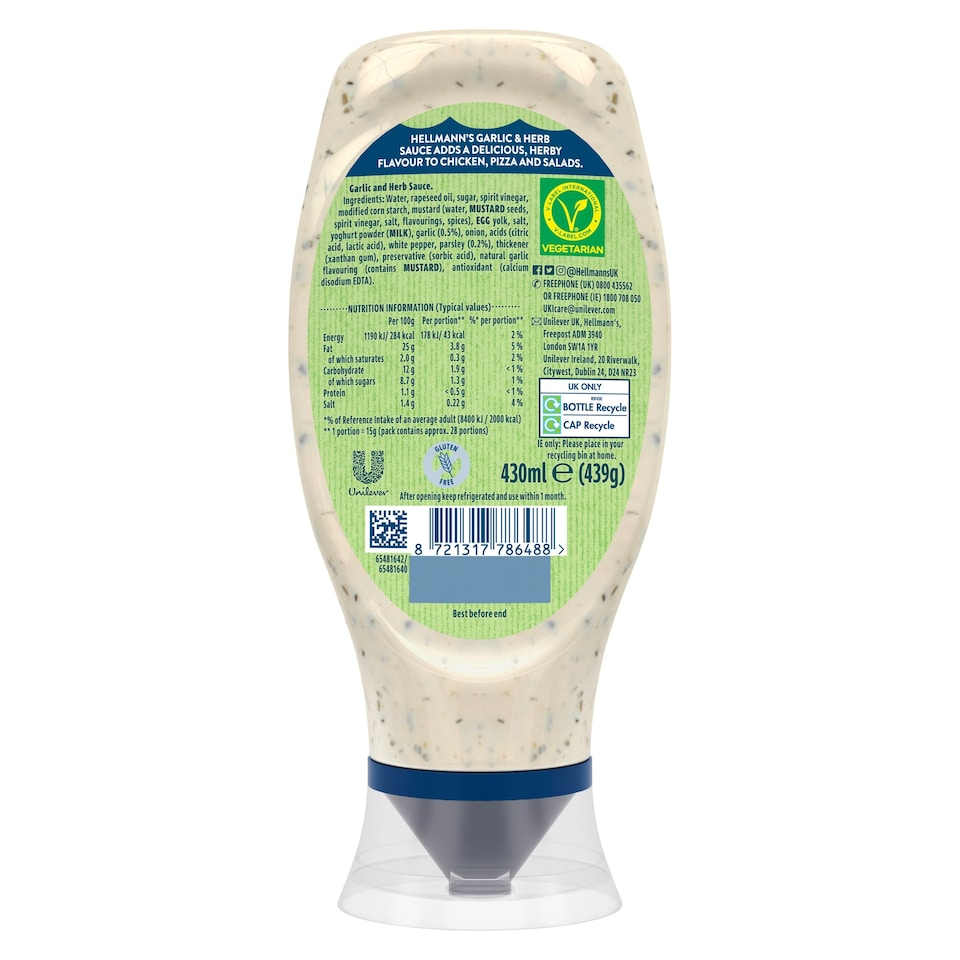 image 1 of Hellmann's Garlic & Herb Sauce 430ml