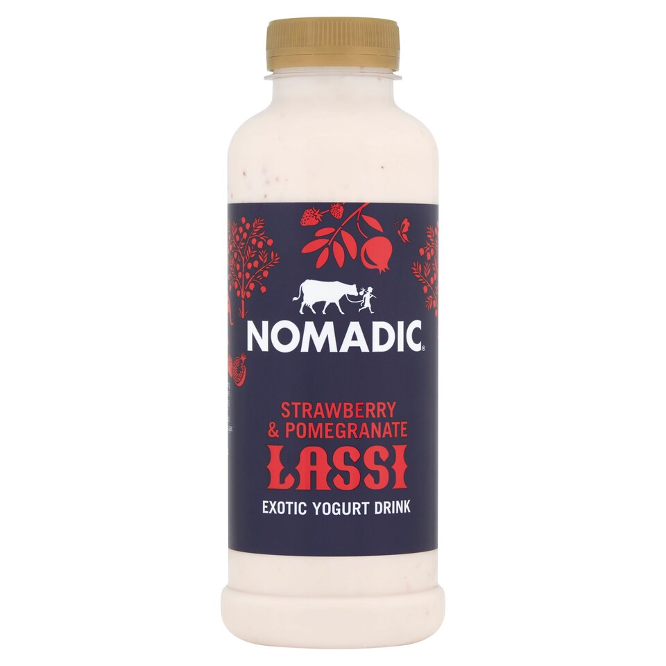 Nomadic Lassi Strawberry & Pomegranate Yogurt Drink 500Ml Tesco Groceries