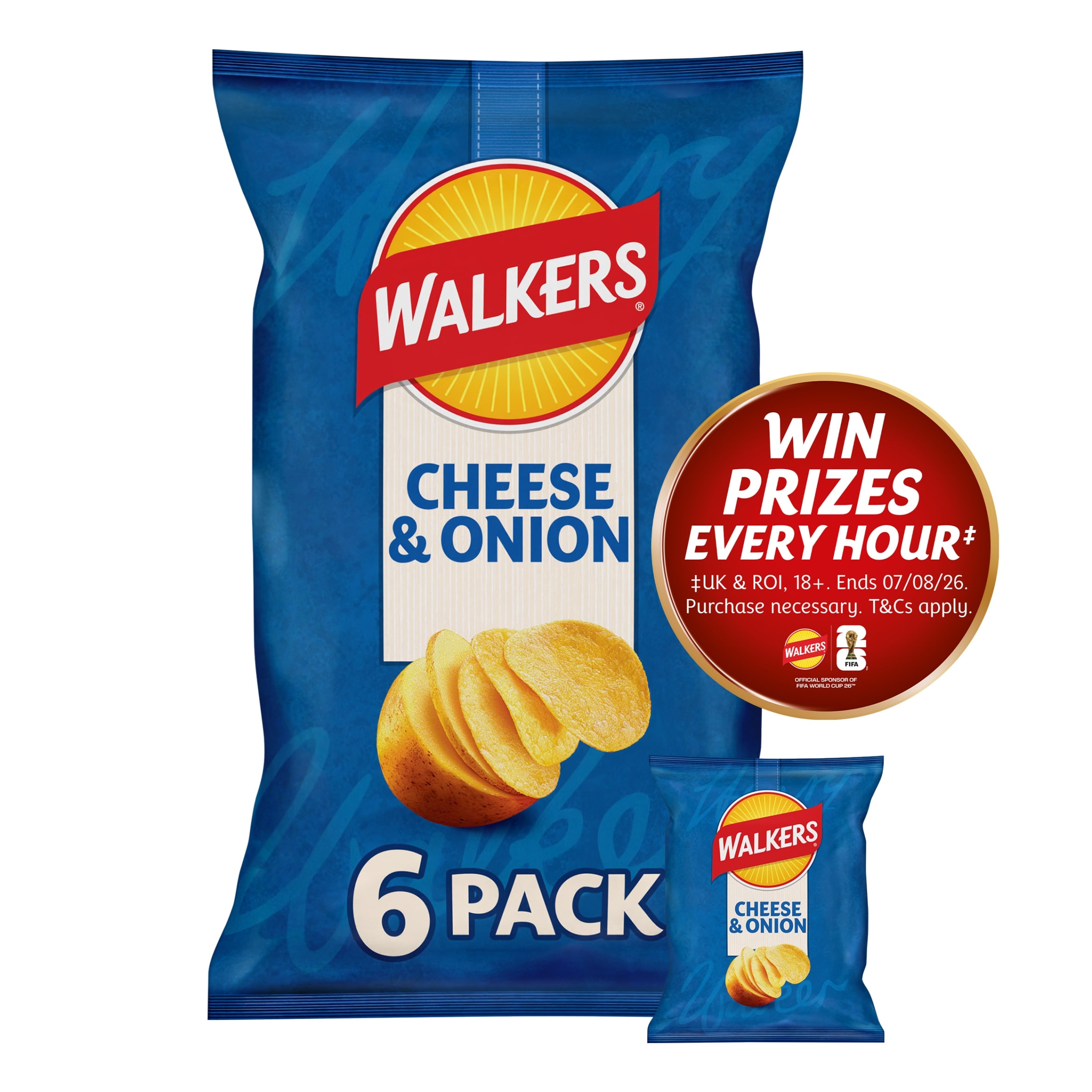 Walkers Cheese & Onion Multipack Crisps 6x25g