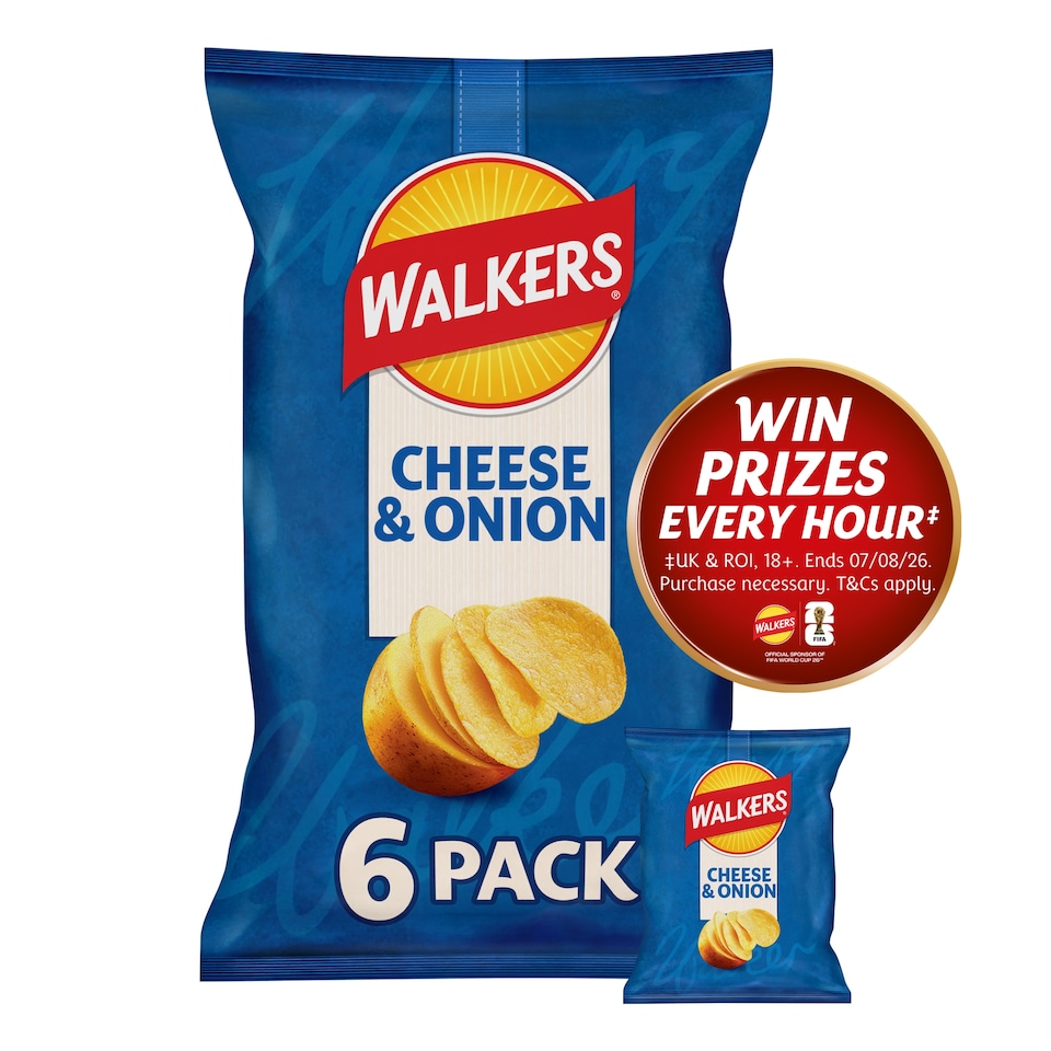 image 1 of Walkers Cheese & Onion Multipack Crisps 6x25g