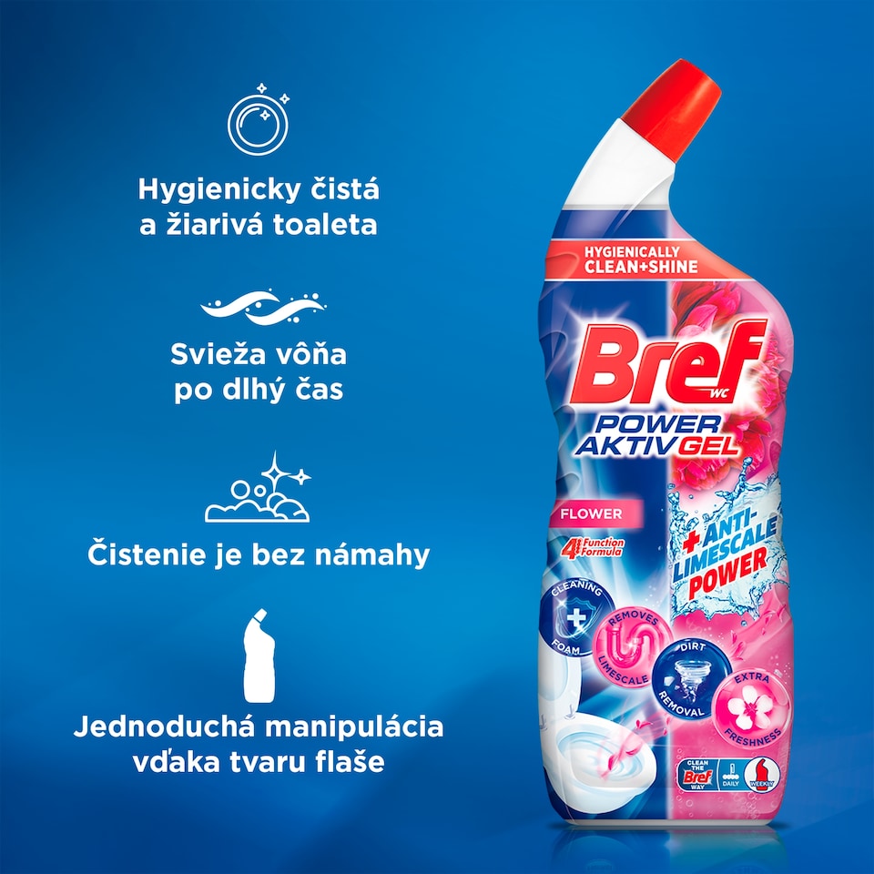 image 1 of Bref Power Aktiv Gel WC čistič Flower 700 ml