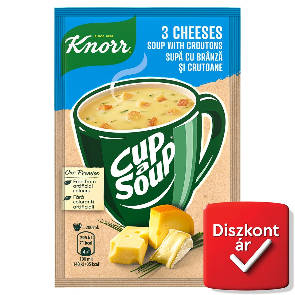 Knorr Cup a Soup instant 3 sajtkrémleves zsemlekockával 17 g