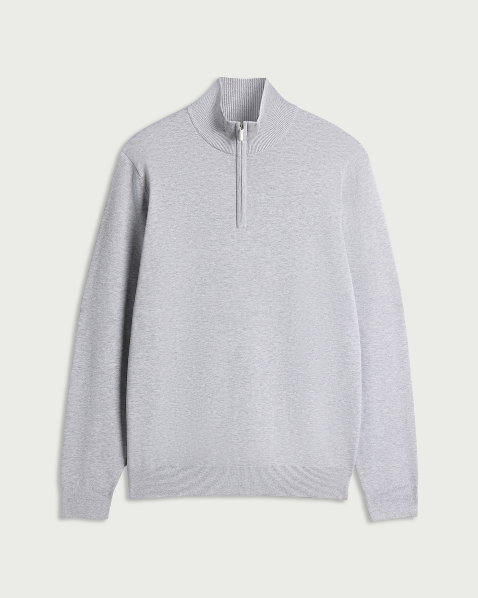 image 1 of F&F Pure Cotton Half Zip Jumper in Grey