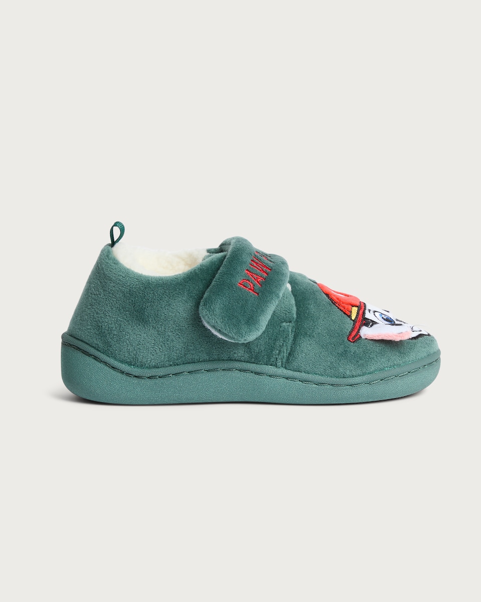 image 1 of Paw Patrol Fleece Embroidered Slippers in Green