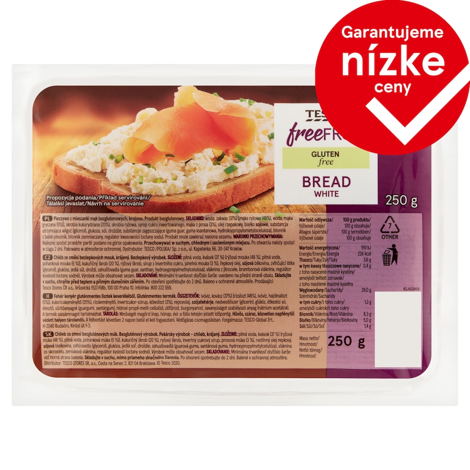 Tesco Free From Chlieb zo zmesi bezgluténových múk 250 g