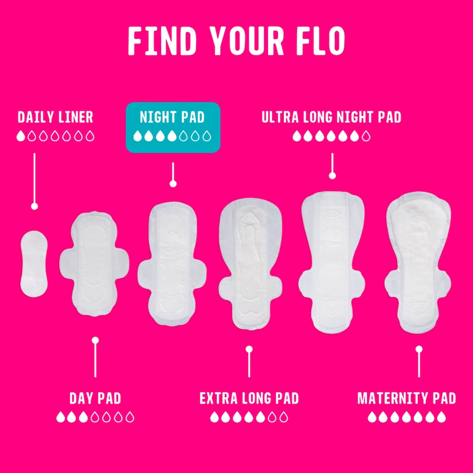 image 1 of Flo Bamboo Winged & Ultra Thin Night Pads x14