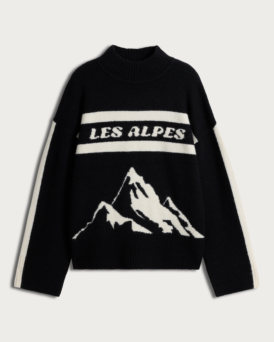 image 1 of F&F Knitted Les Alpes Mountain Print Jumper with Wool in Multi