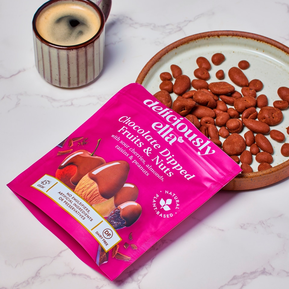 image 1 of Deliciously Ella Chocolate Dipped Fruit And Nuts 90g