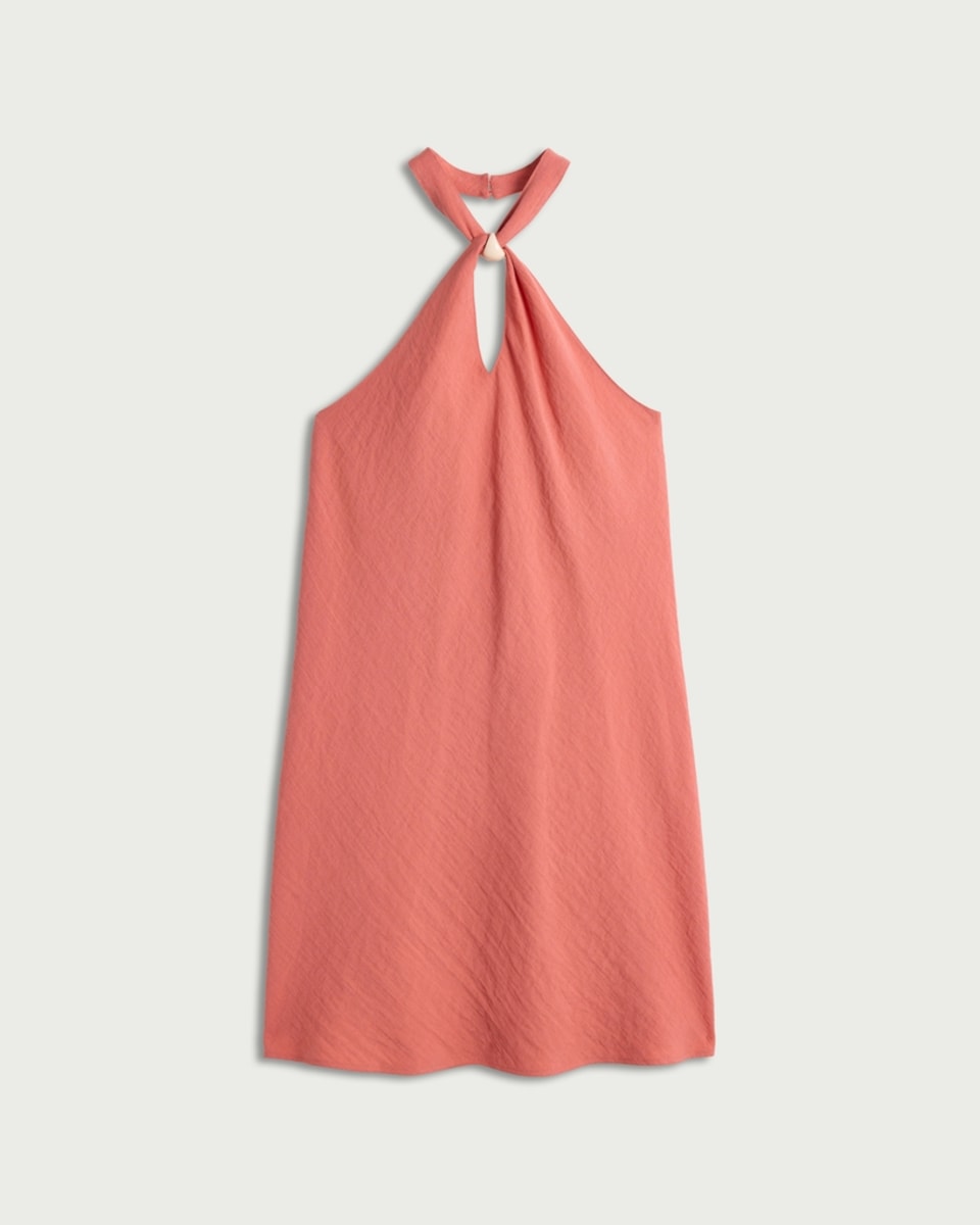 image 1 of The F&F Edit Beaded Halter Neck Mini Dress in Coral