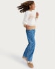 image 3 of F&F Girls Pure Cotton Bow Print Wide Leg Jeans in Navy