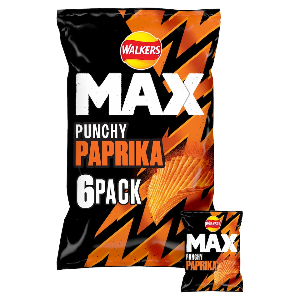 image 1 of Walkers Max Paprika Crisps 6X27g