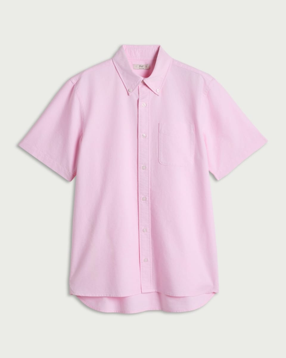 image 1 of F&F Pure Cotton Short Sleeved Oxford Shirt in Pink