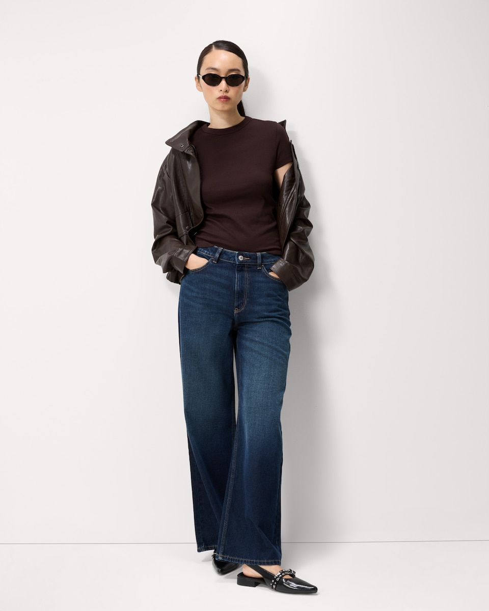 image 1 of F&F Cotton Rich Crew Neck T-Shirt in Brown