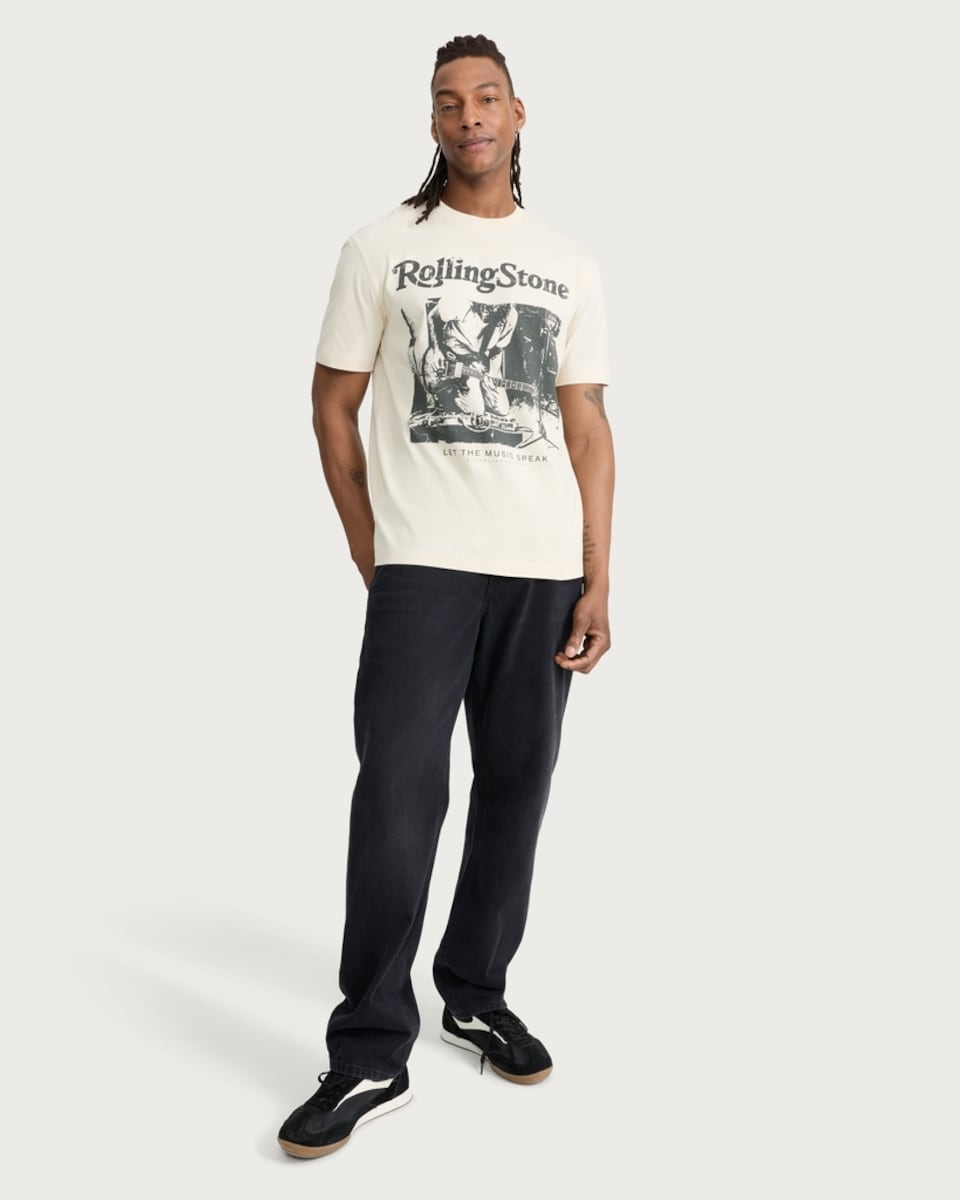 image 1 of Rolling Stone Pure Cotton T-Shirt in Stone