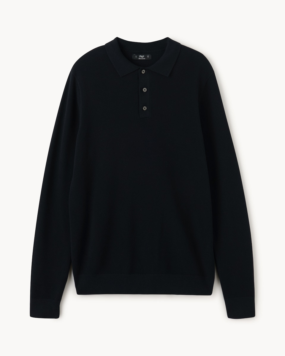 image 1 of F&F Pure Cotton Knitted Polo Shirt in Navy