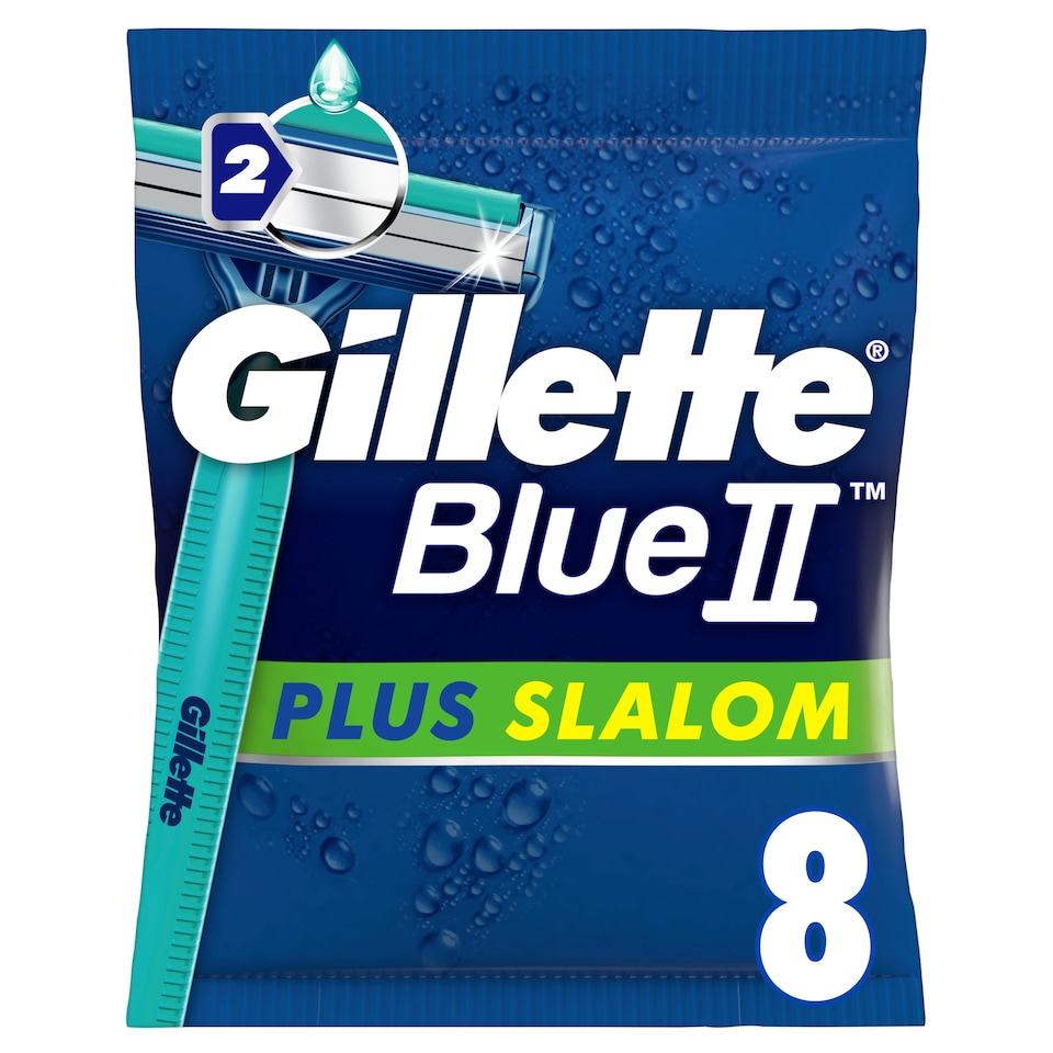 image 1 of Gillette Blue II Plus Slalom Men's Disposable Razors 8 Pack