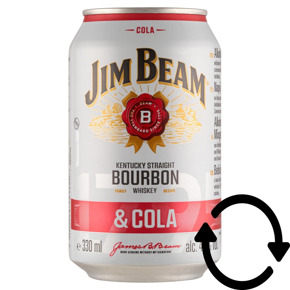 Jim Beam Bourbon Whiskey & Cola Alcoholic Soft Drink 4,5% 330 ml