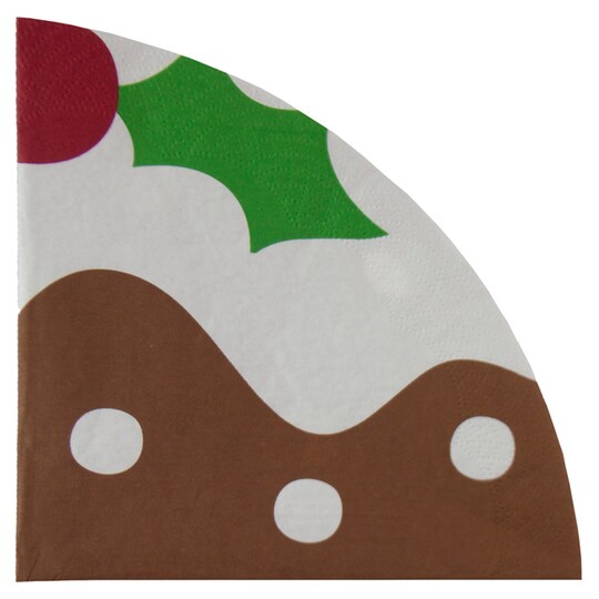 Tesco Christmas Pudding Die Cut 33Cm Napkin 20 Pack