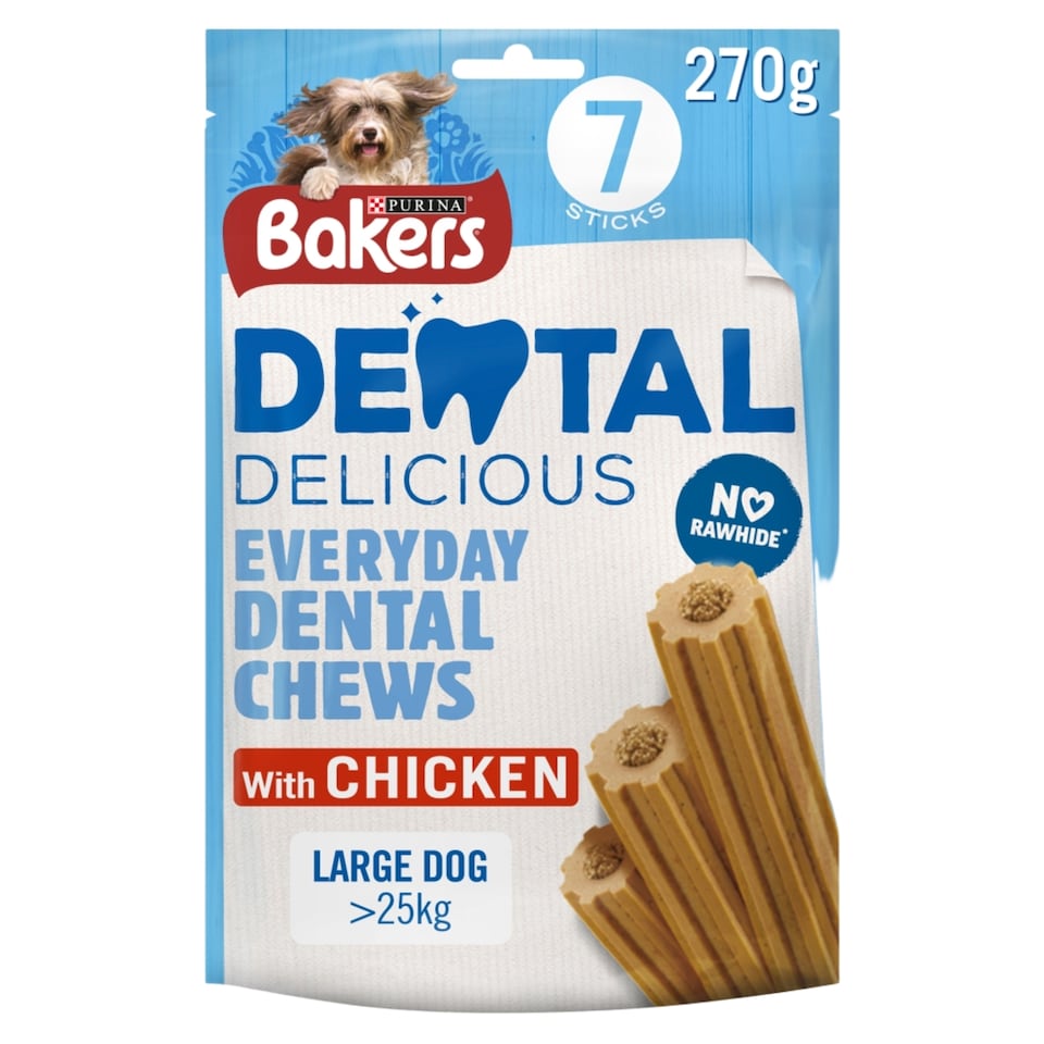 image 1 of BAKERS Dental Delicious Large Chicken Dog Chews 270g