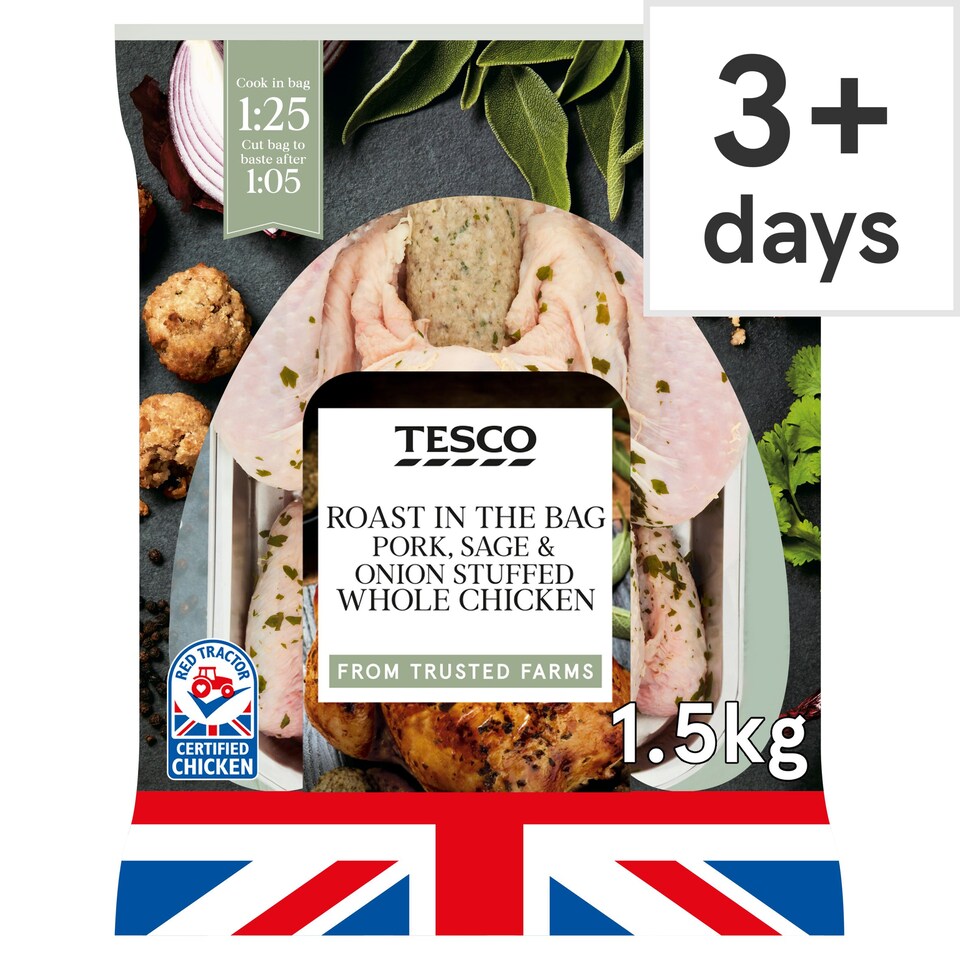 Tesco Roast In Bag Whole Chicken Pork Sage And Onion Stuffed 1.5Kg