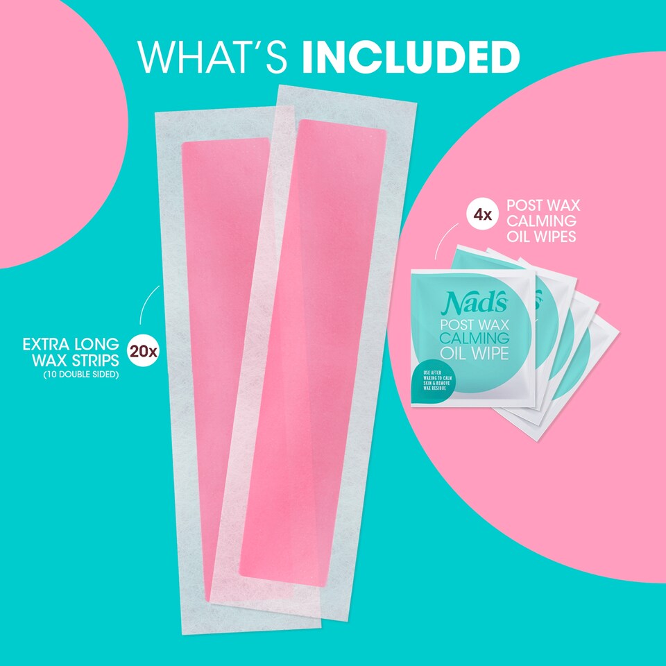 image 1 of Nad's Strawberries & Cream 20 Extra Long Wax Strips