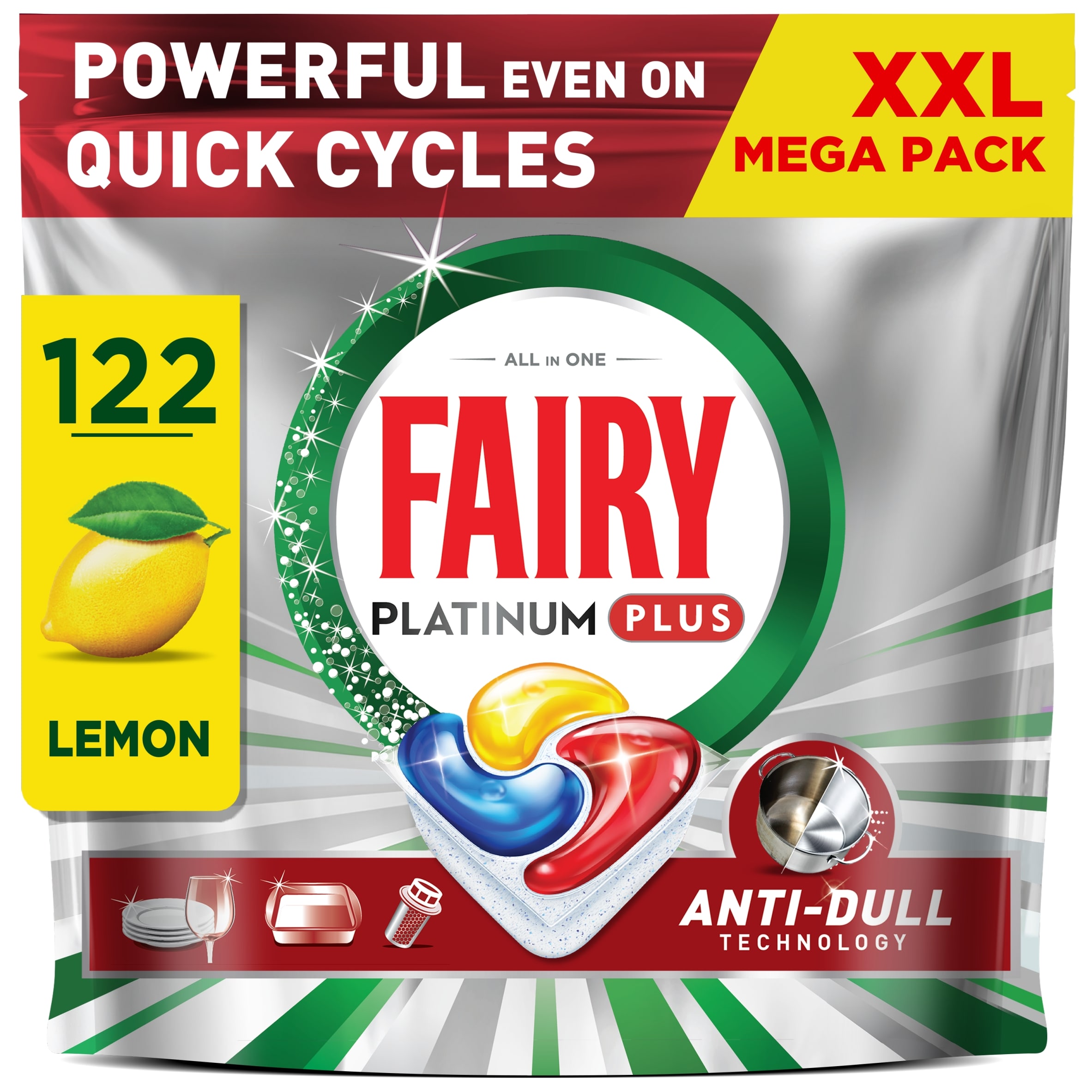 Fairy Platinum Plus XXL Mega Pack Lemon 122 Capsules 1892g