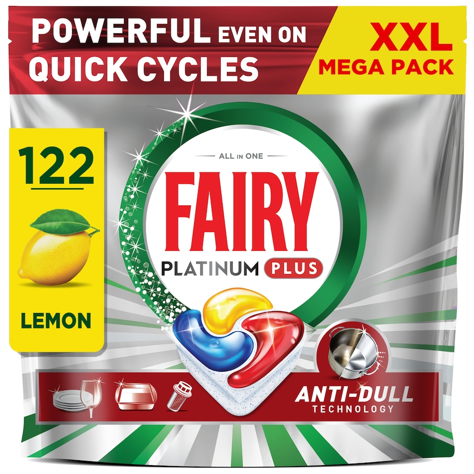 image 1 of Fairy Platinum Plus XXL Mega Pack Lemon 122 Capsules 1892g