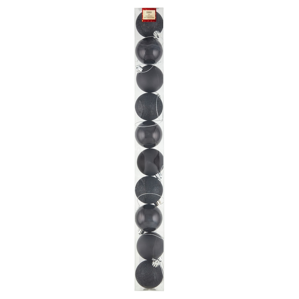 Tesco Black Baubles Hanging Decorations 10 pcs