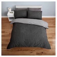 F&F Home Bedding Black Reversible Duvet Set Double 