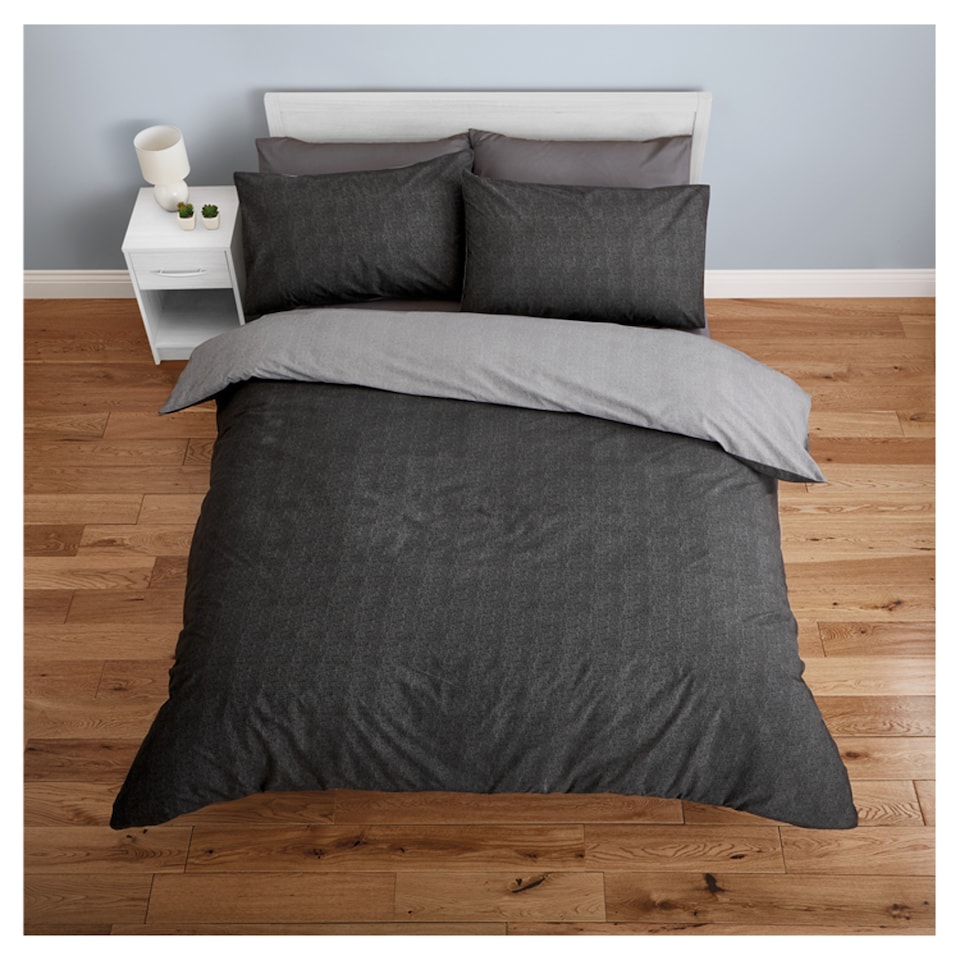 F&F Home Bedding Black Reversible Duvet Set Double 