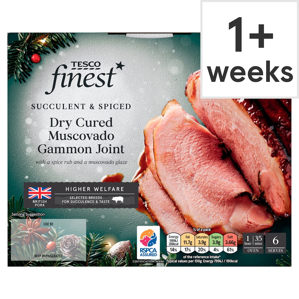 50. Tesco Finest Dry Cured Gammon Joint with a Muscovado Glaze 1kg (Serves 6)
