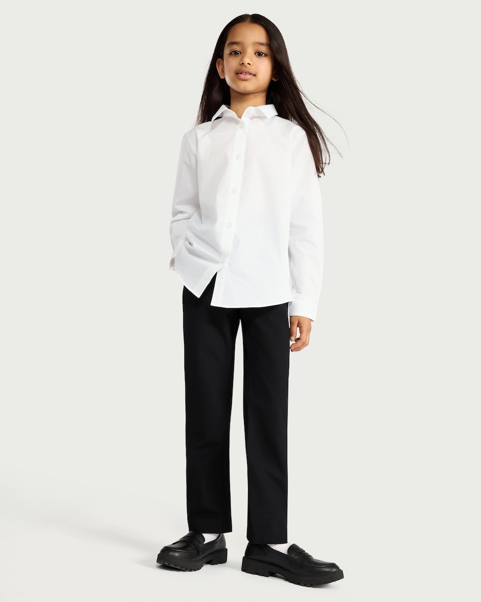 image 1 of F&F School Girls 2-Pack Regular Fit Trousers in Black