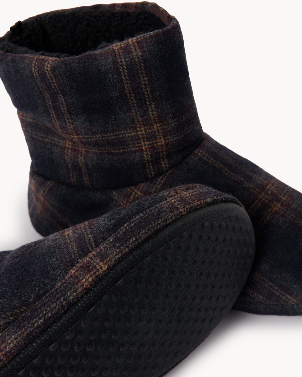 image 1 of F&F Checked Boot Slippers in Navy