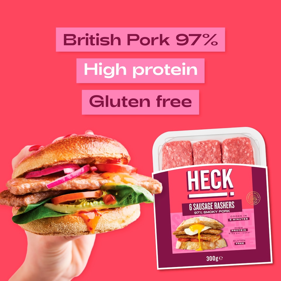 image 1 of Heck 6 Smoky Pork Sausage Rashers 300g