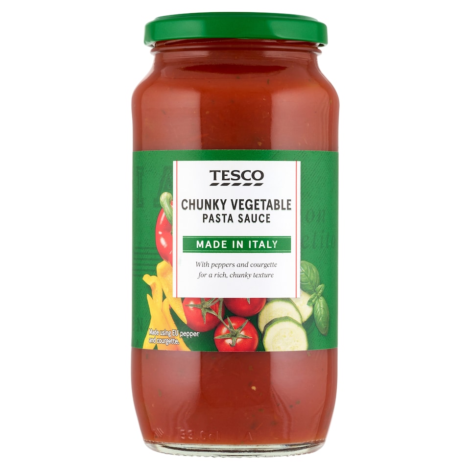 Tesco Hotová paradajková omáčka s paprikami a cuketou 500 g