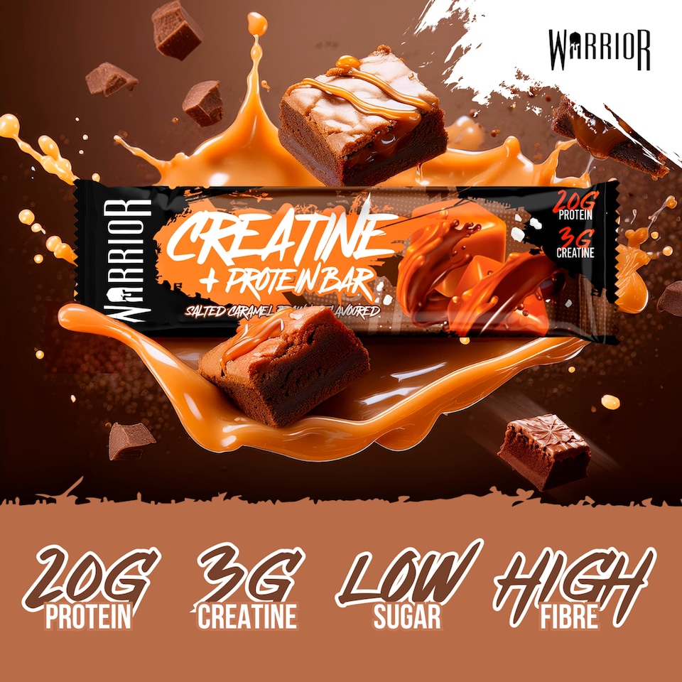 image 1 of Warrior Creatine + Protein Bar Salted Caramel Brownie 75g