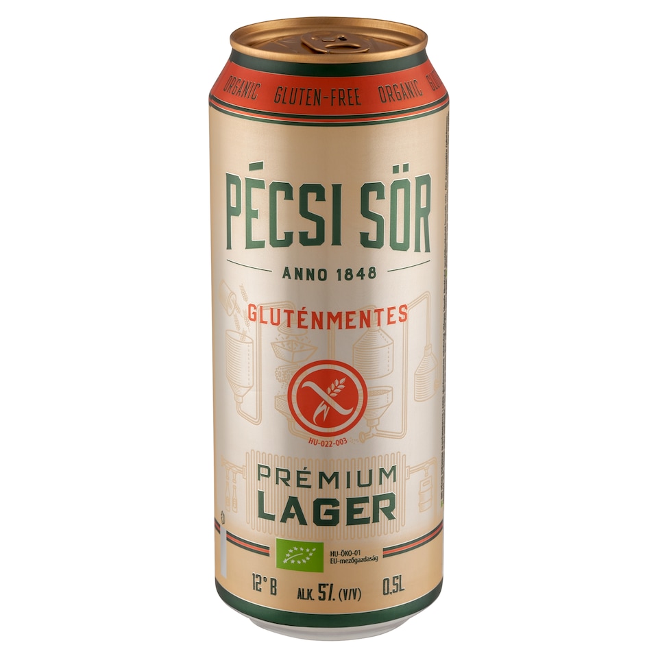 Pécsi Sör Prémium Lager Gluten-Free Quality Light Wheat Beer 5% 0,5 l
