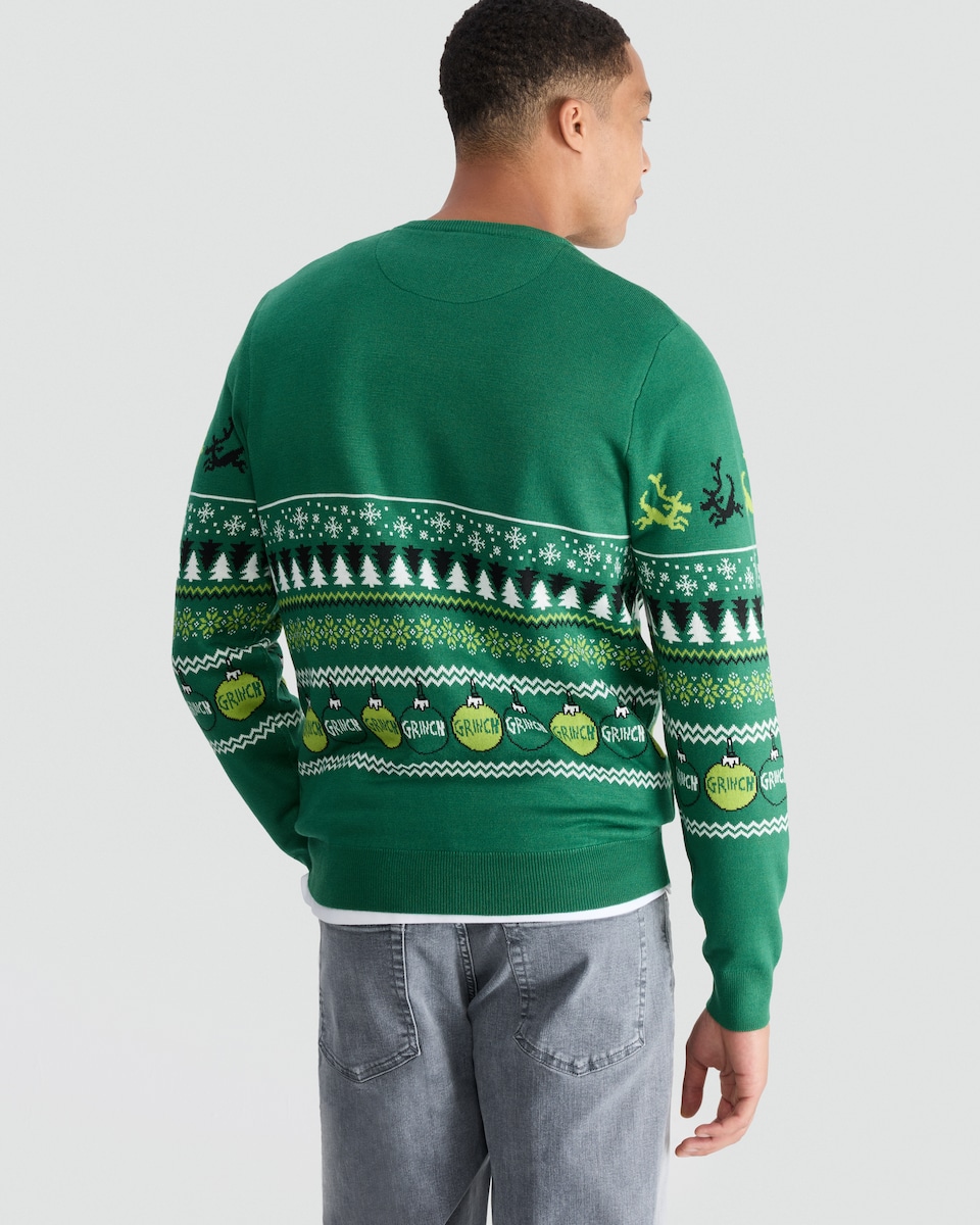 image 1 of The Grinch Knitted Christmas Jumper in Green