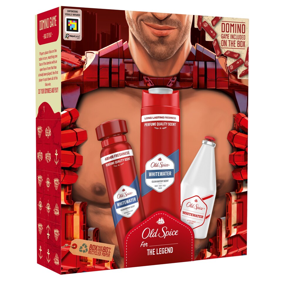 Old Spice Whitewater Ironman Ajándészett: Deo Spray, Tusfürdő, Borotválkozás Utáni Arcszesz  1. kép