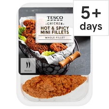 Tesco Hot & Spicy Breaded Chicken Mini Fillets 305G